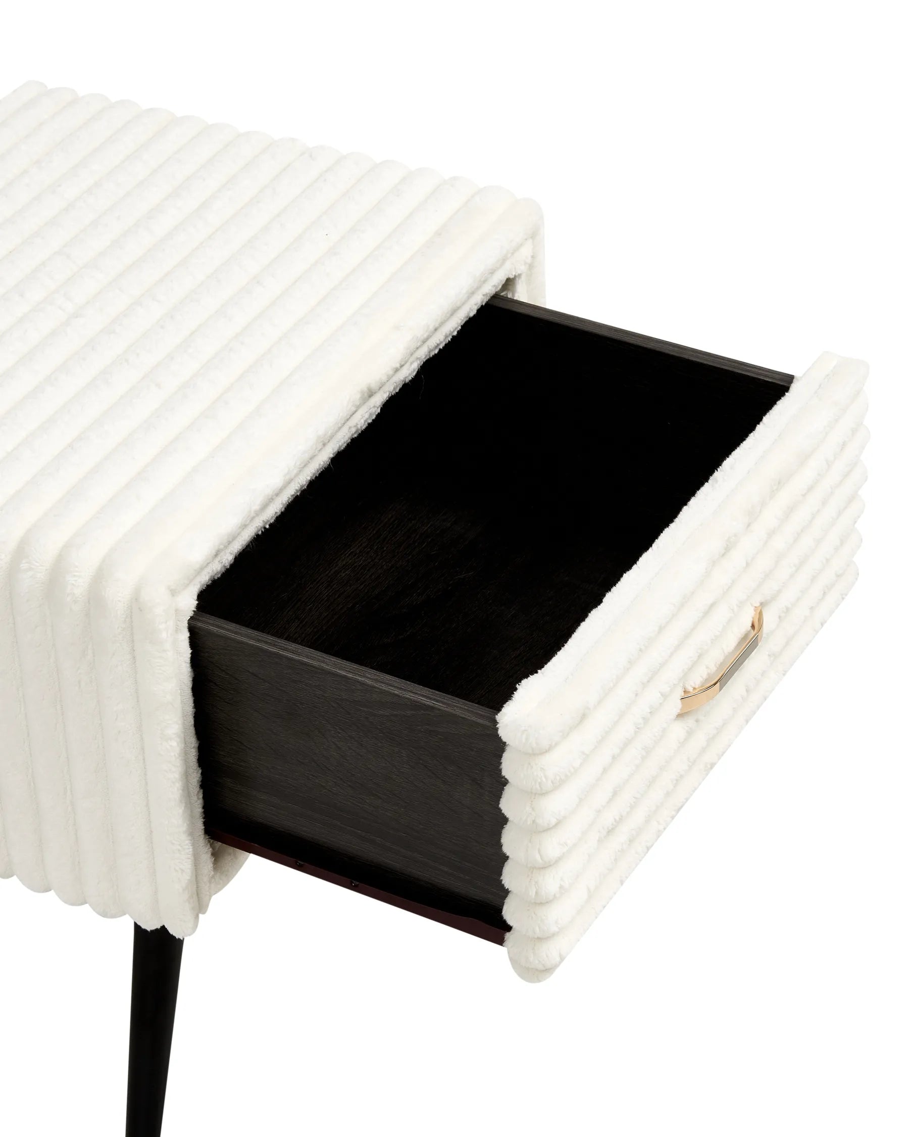 1 Drawer Bedside Table FLAYAT Corduroy Off-White