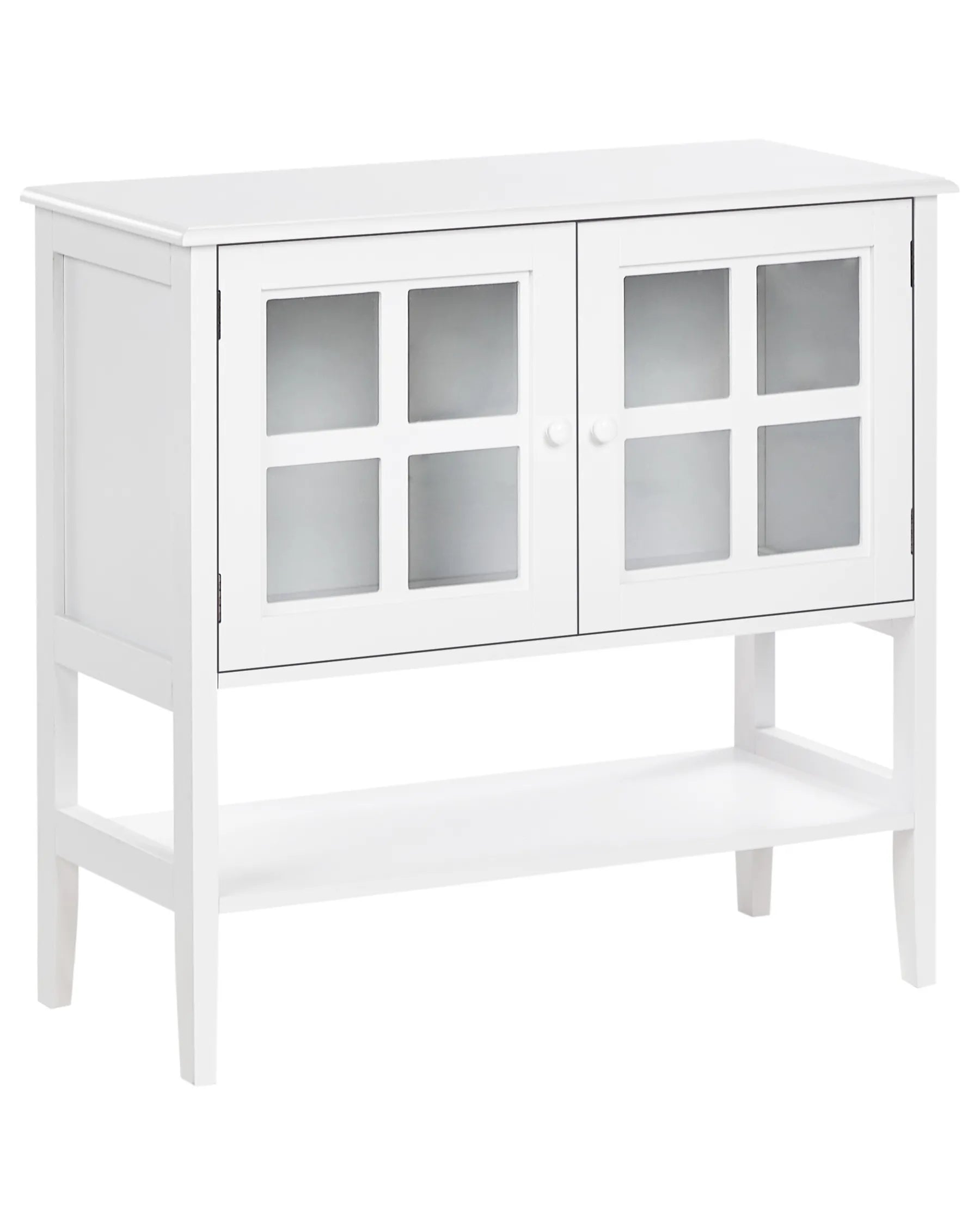 Glass Display Sideboard with Shelf INLET 80 cm White