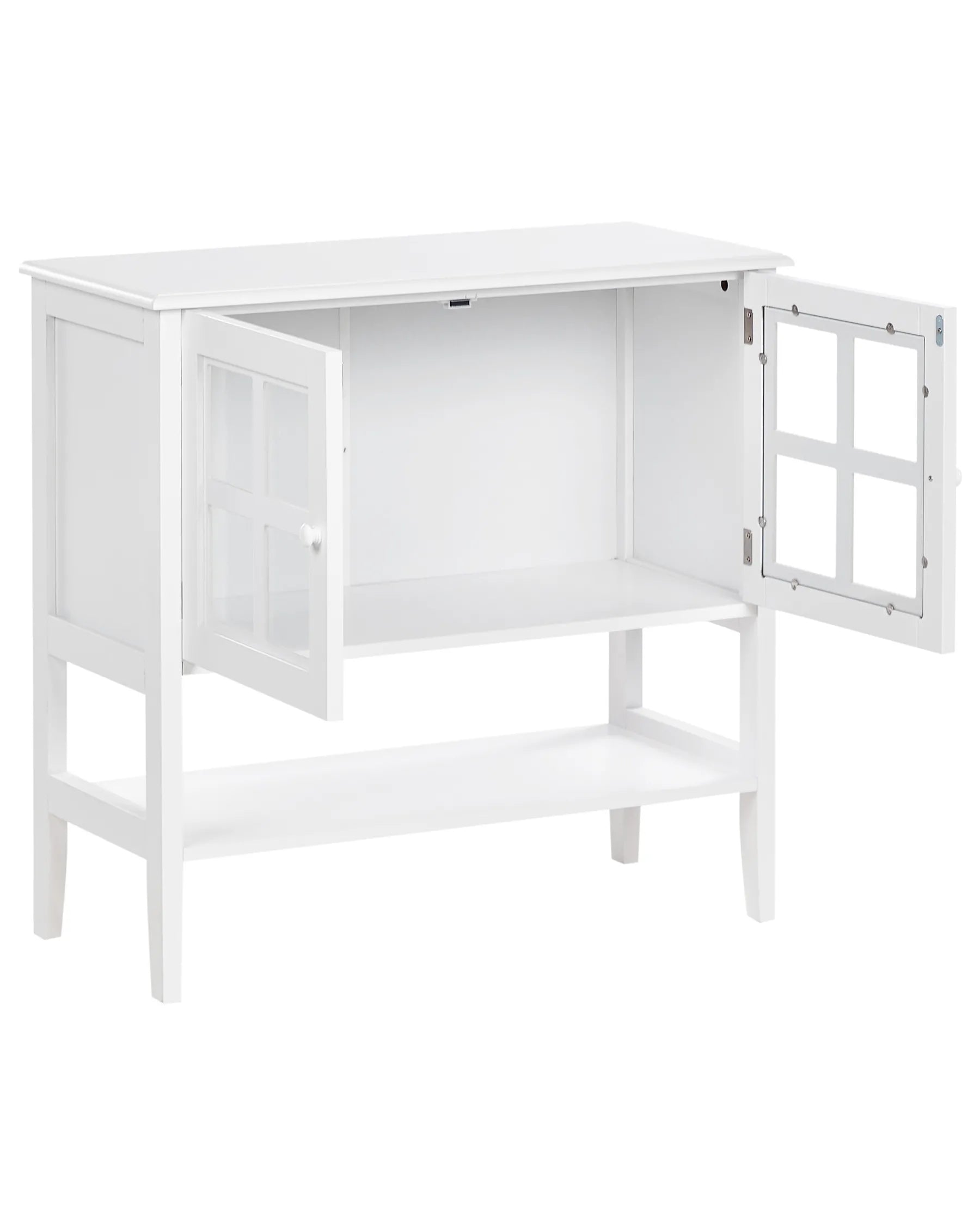 Glass Display Sideboard with Shelf INLET 80 cm White