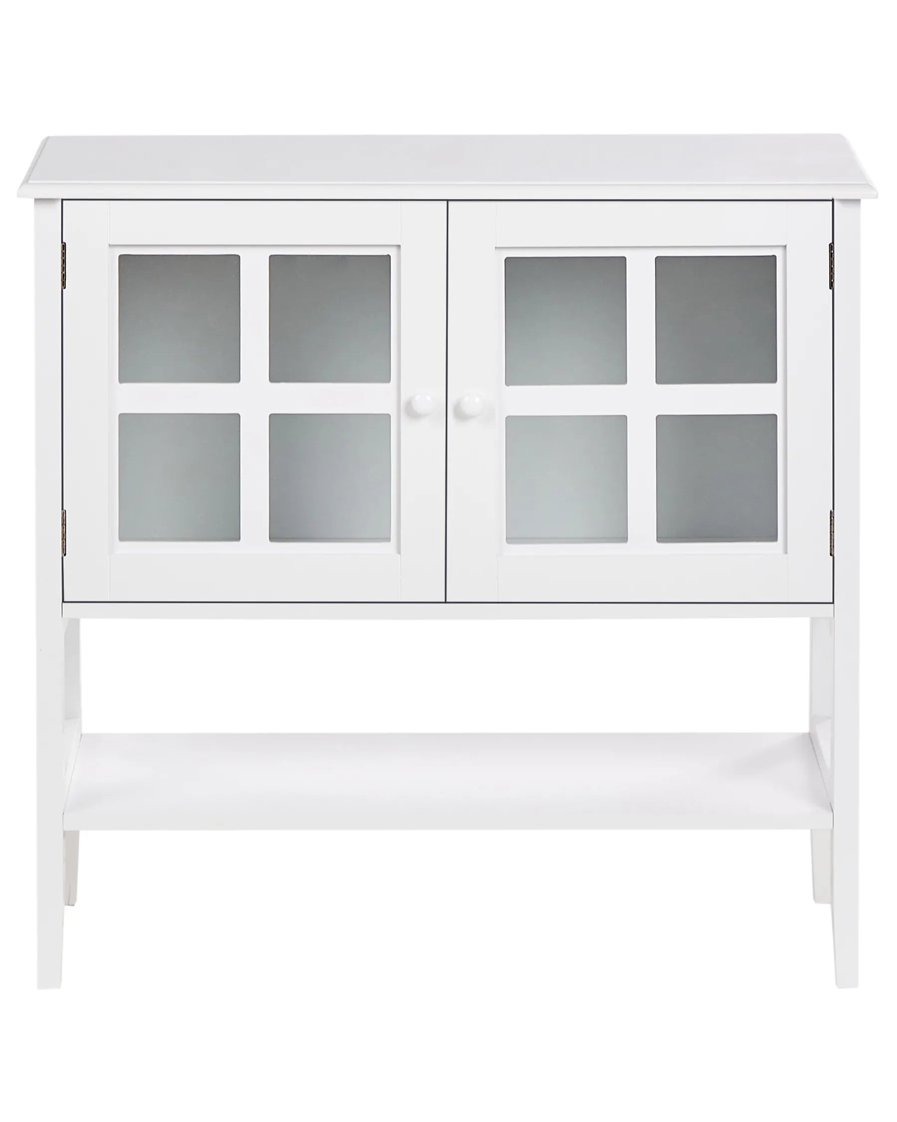 Glass Display Sideboard with Shelf INLET 80 cm White