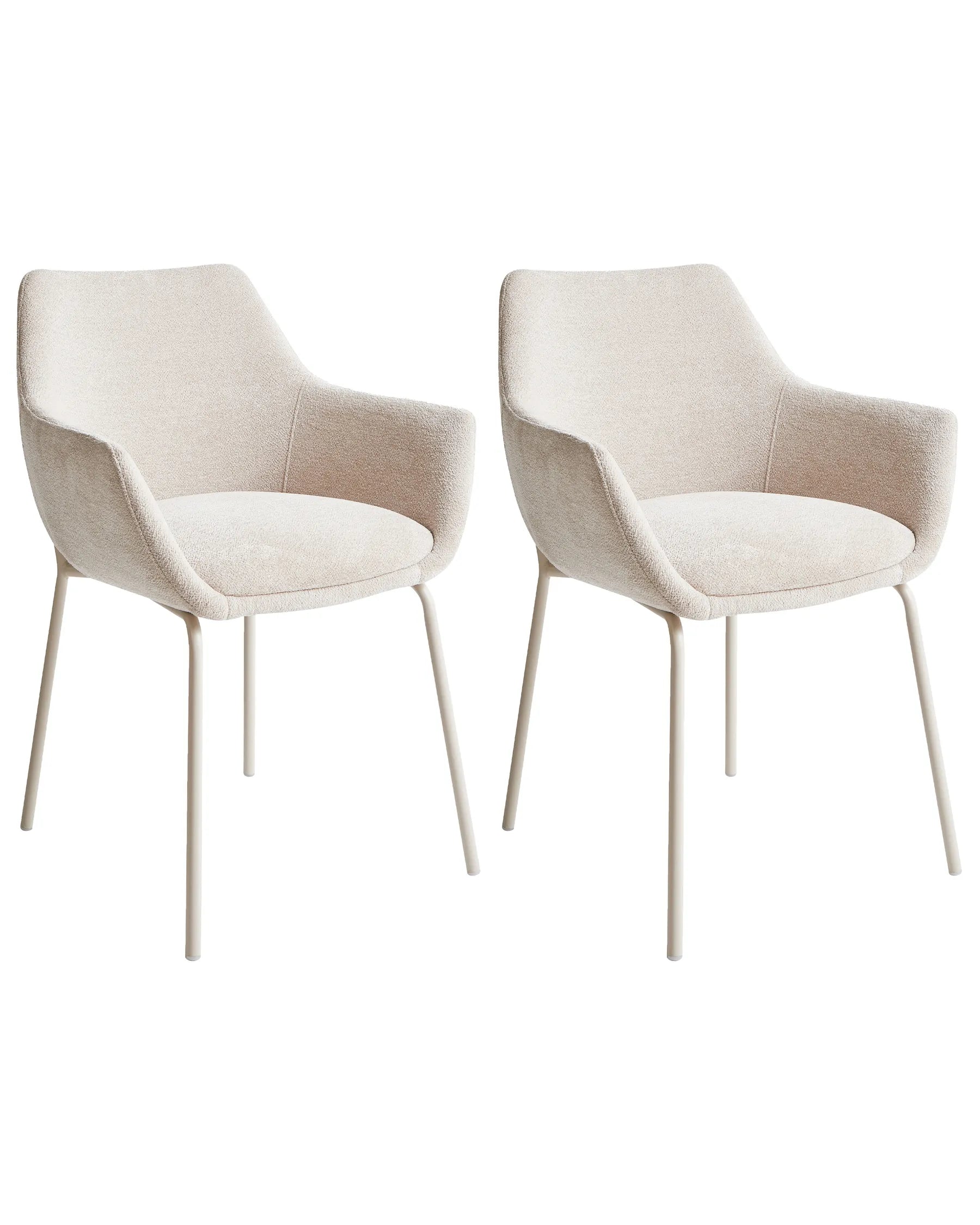Set of 2 Dining Chairs Chenille Light Beige