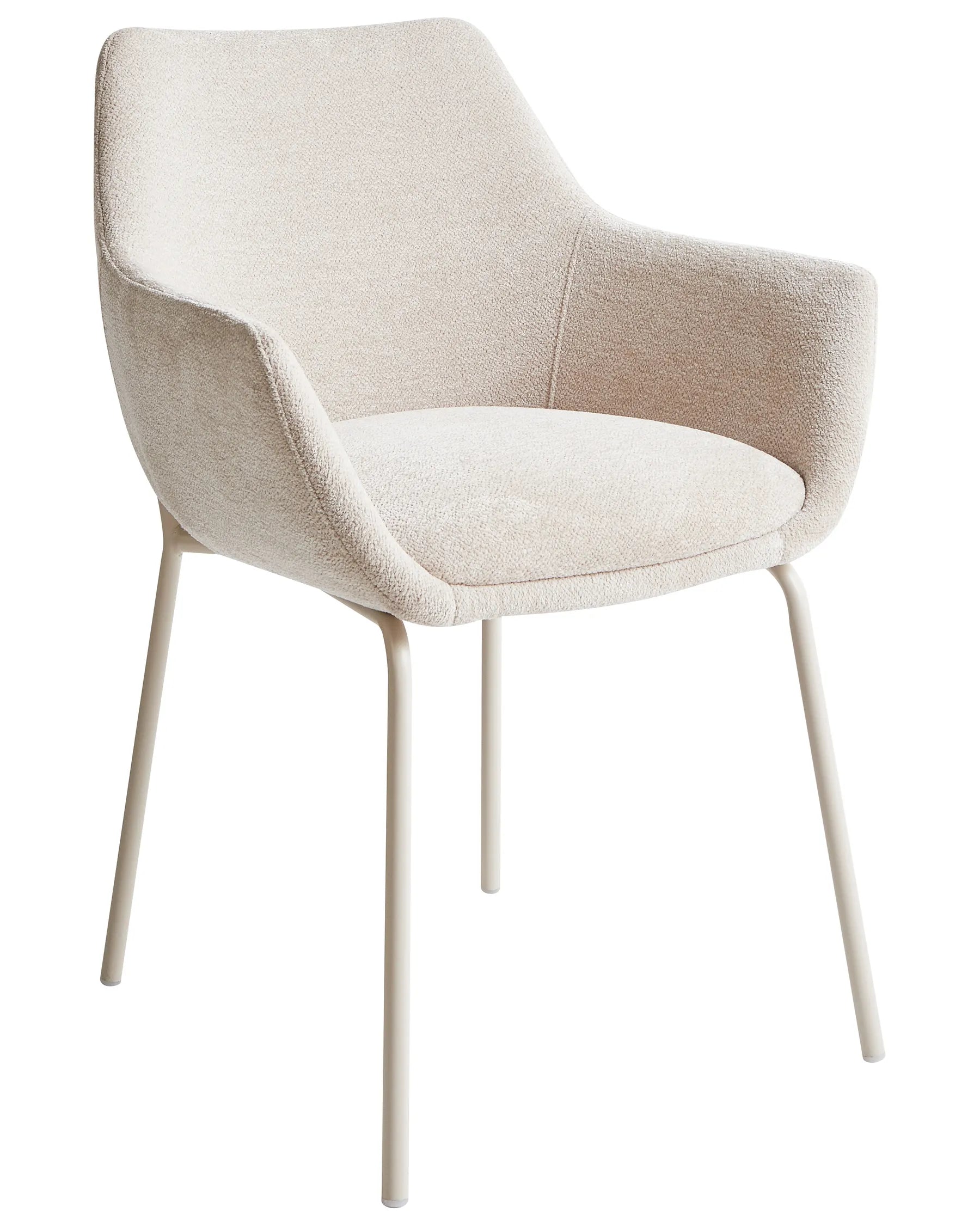 Set of 2 Dining Chairs Chenille Light Beige