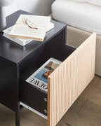 Bedside Table BLYTHE Natural Ash Wood Black