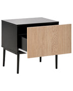 Bedside Table BLYTHE Natural Ash Wood Black