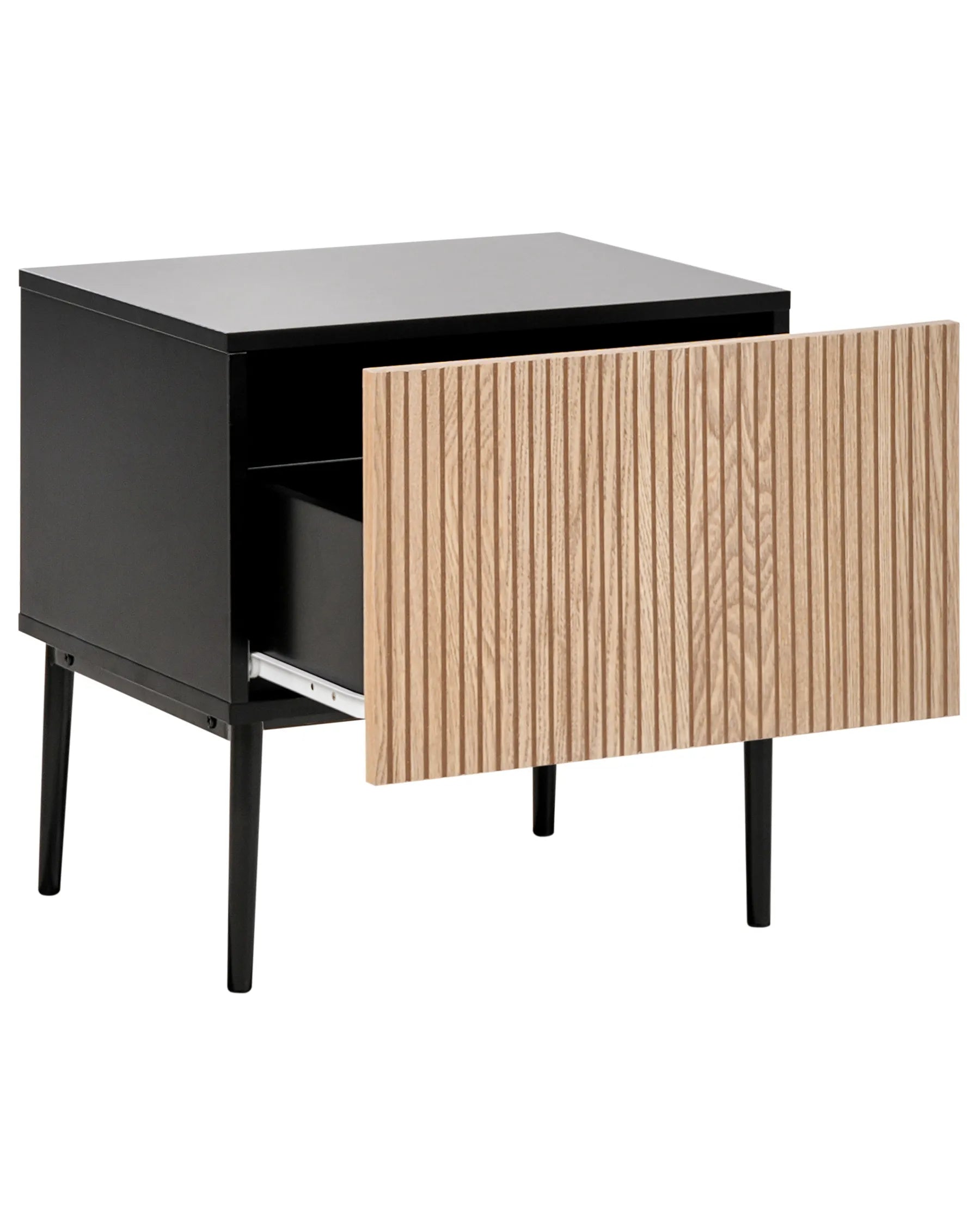 Bedside Table BLYTHE Natural Ash Wood Black