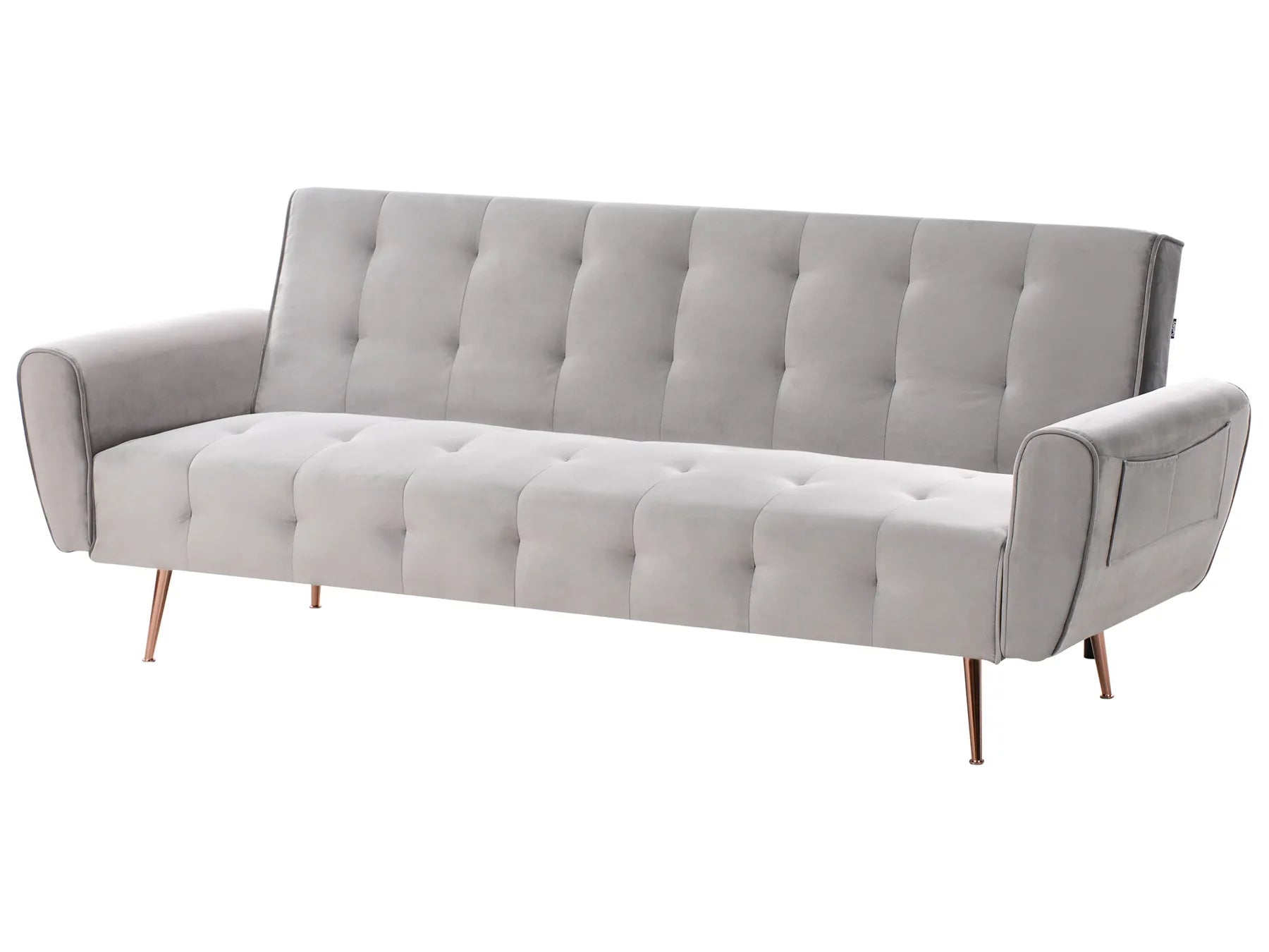 Sofa Bed 3 Seater SELNES Velvet Light Grey