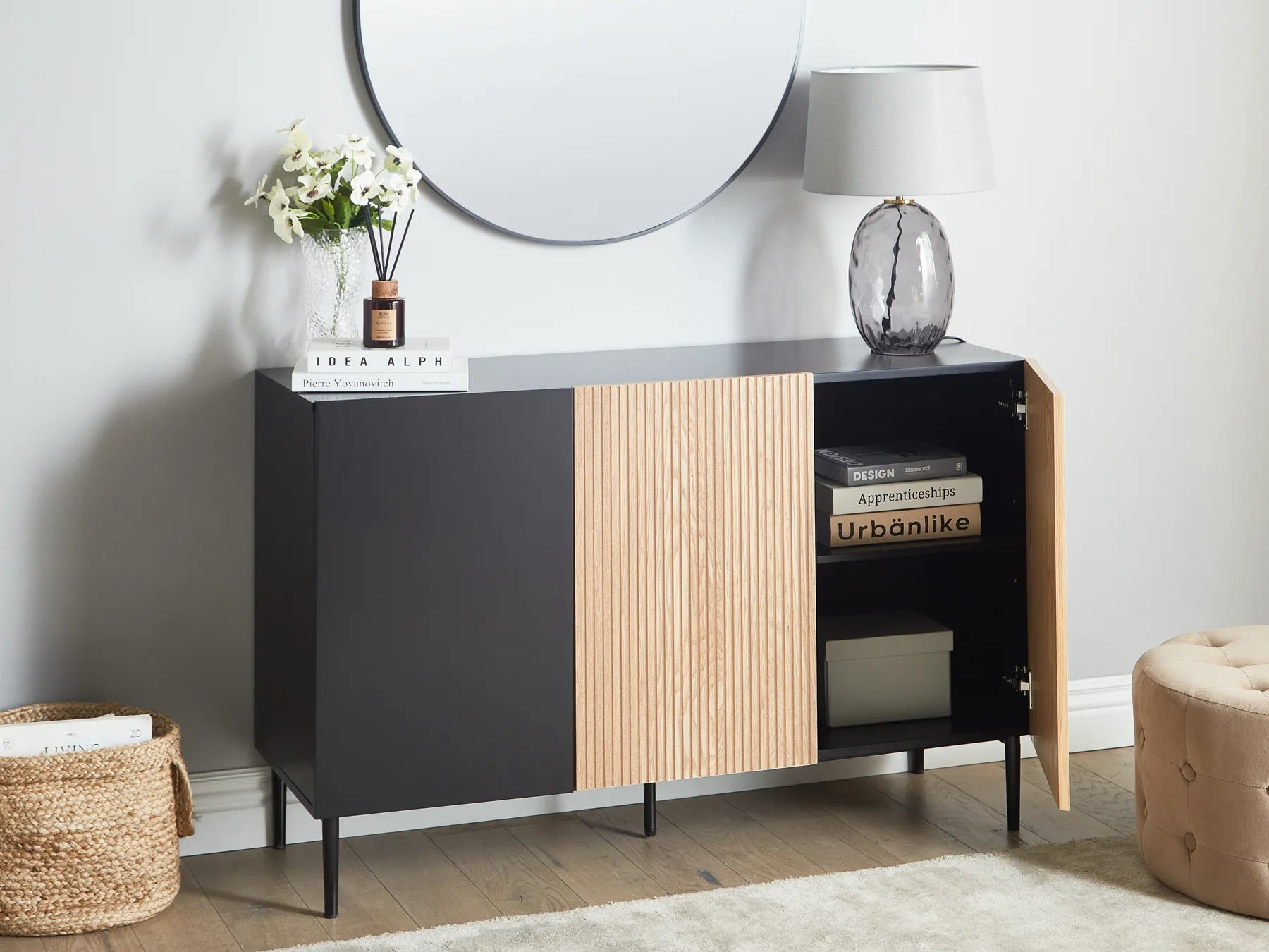 Cabinet BLYTHE Natural Ash Wood Black