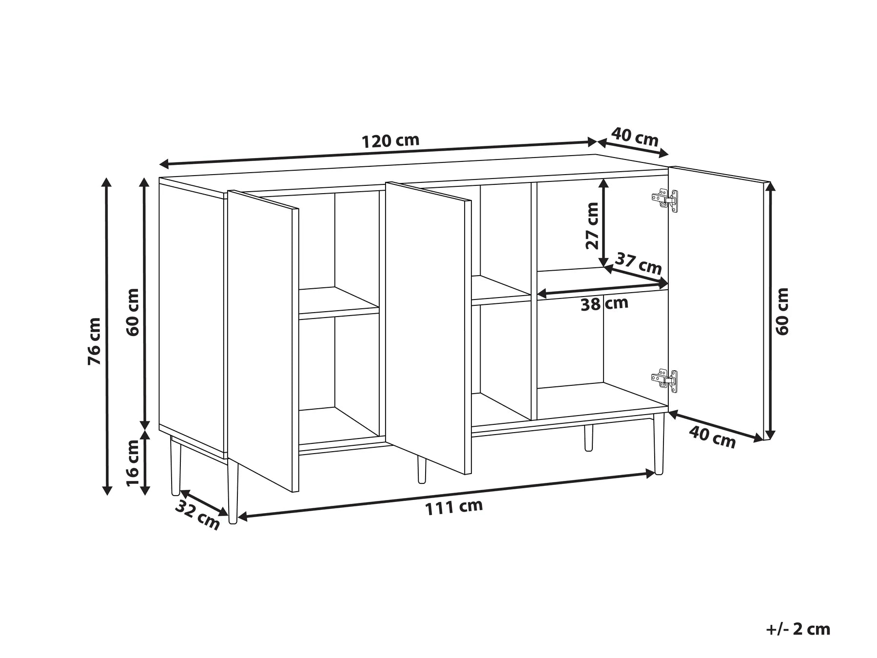 Cabinet BLYTHE Natural Ash Wood Black