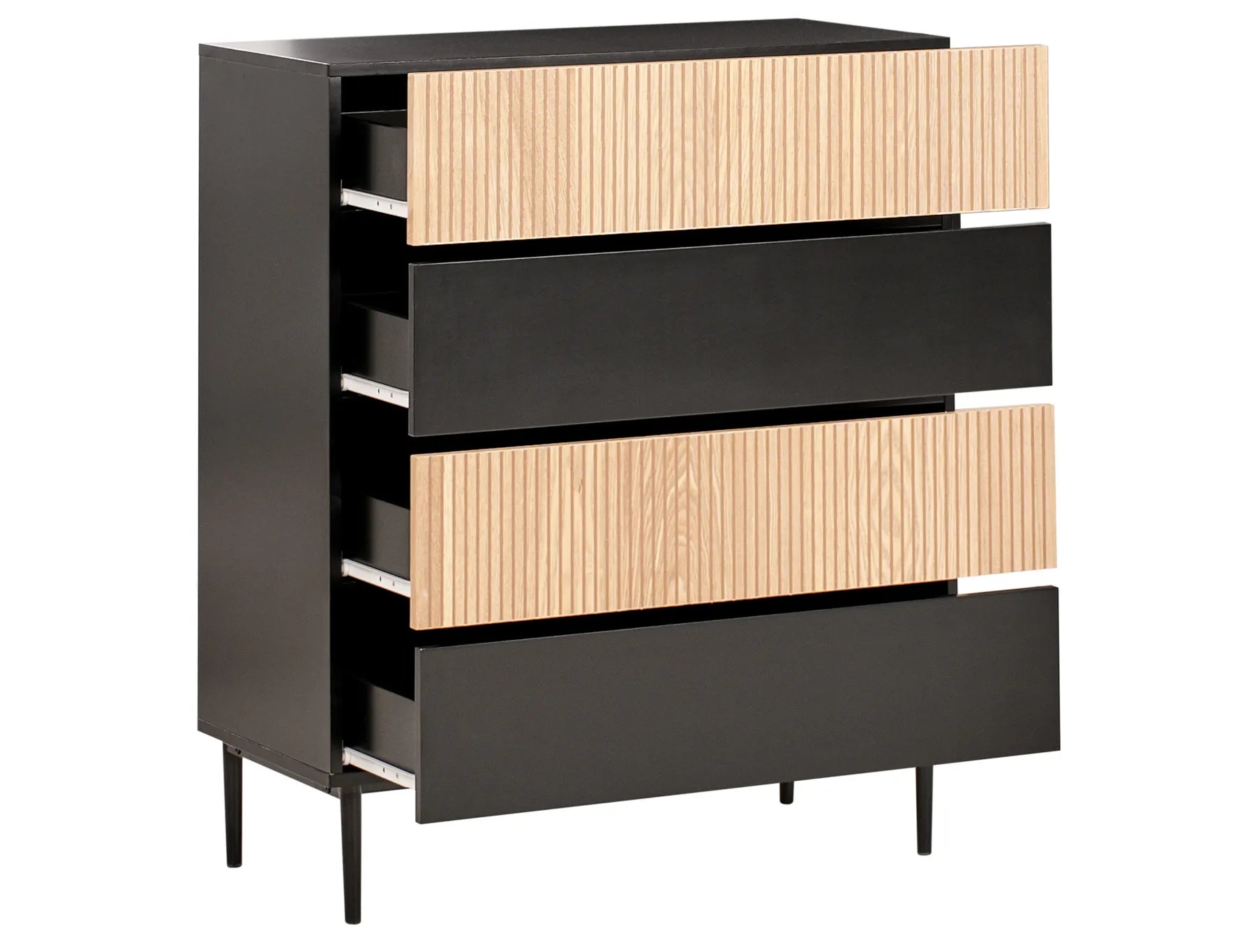 4 Drawer Chest BLYTHE Natural Ash Wood Black