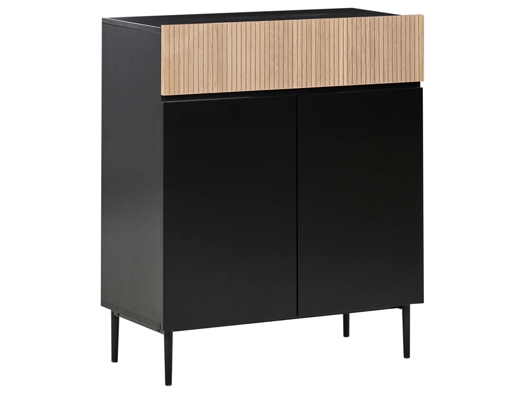 2 Door Sideboard BLYTHE Natural Ash Wood Black