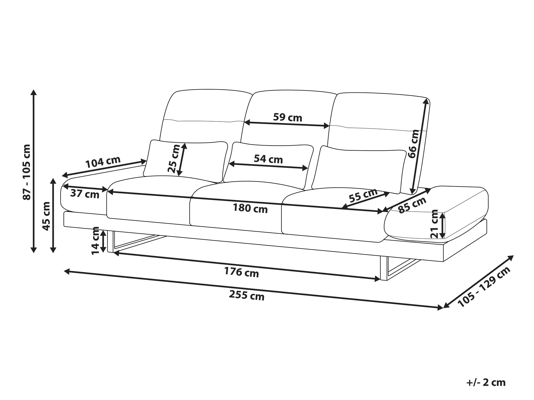 Sofa 3 Seater IKAST Fabric Black