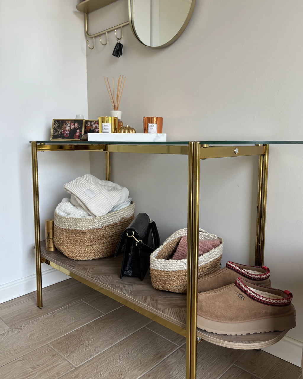 Console Table LOVELL Tempered Glass Gold