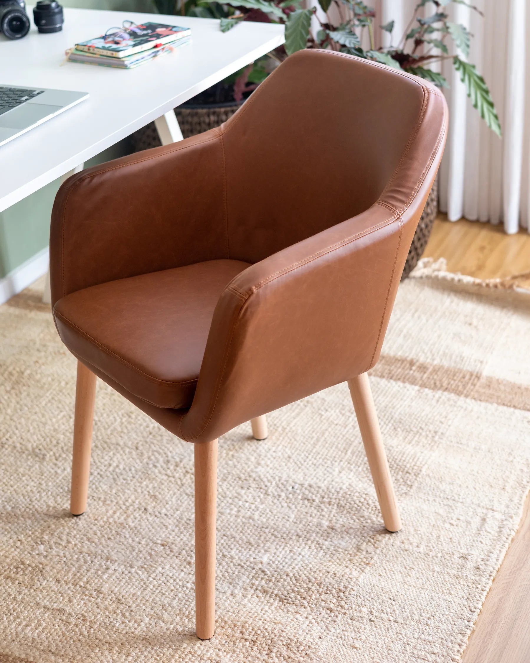 Dining Chair Faux Leather Golden Brown