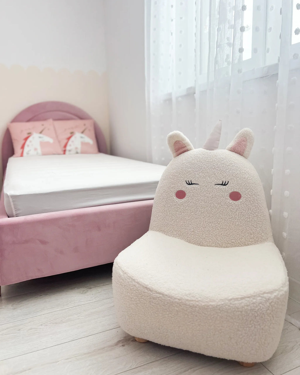Kids Armchair Unicorn LULEA Boucle Off-White