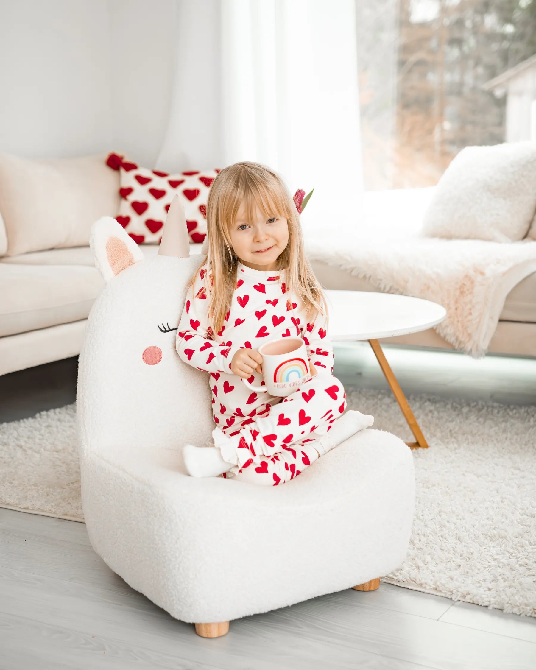 Kids Armchair Unicorn LULEA Boucle Off-White