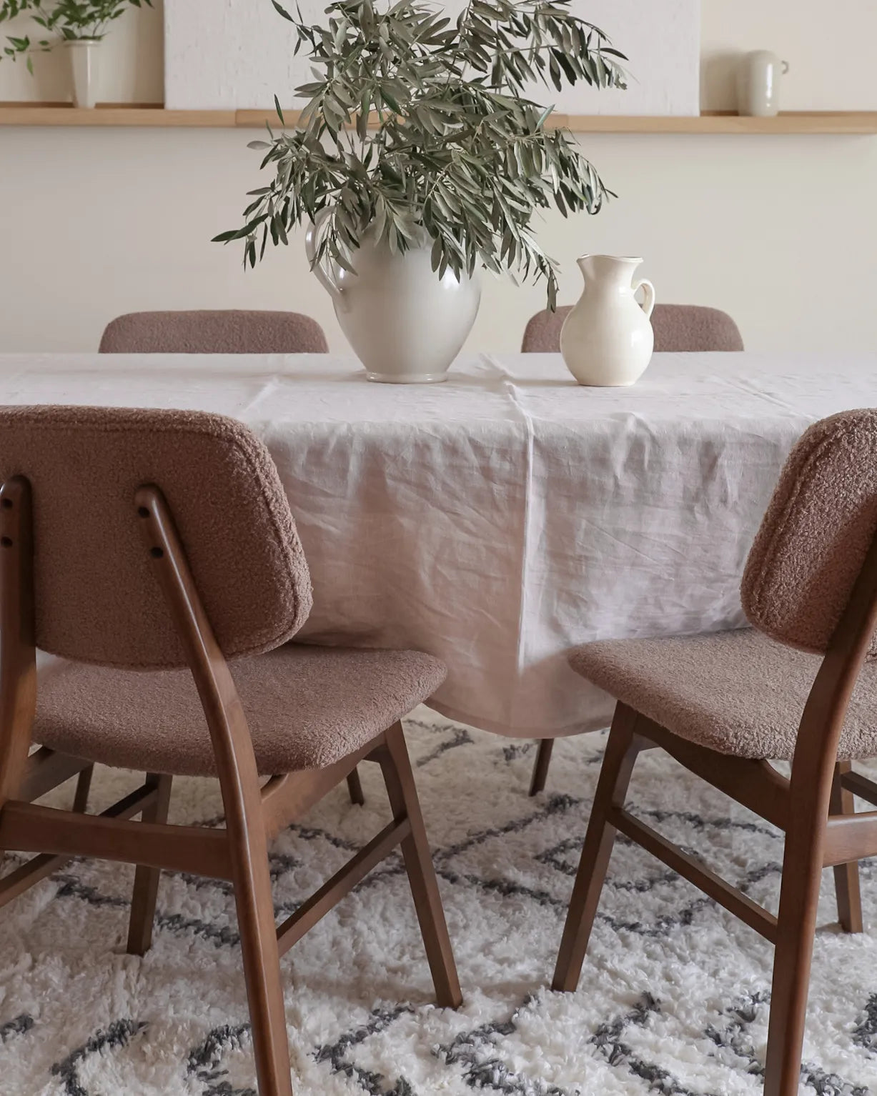 Set of 2 Dining Chairs Wood Dark Brown/ Taupe