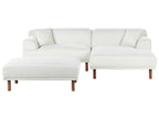 Corner Sofa 3 Seater HOLT Boucle White with Ottoman Left Hand
