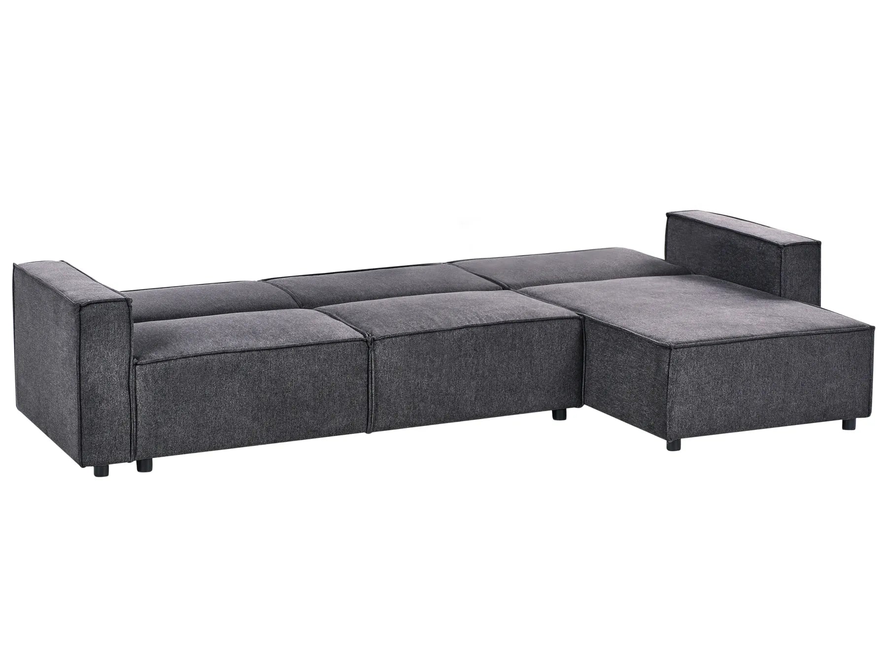Corner Sofa Bed 3 Seater ROMEDAL II Fabric Graphite Grey Left Hand