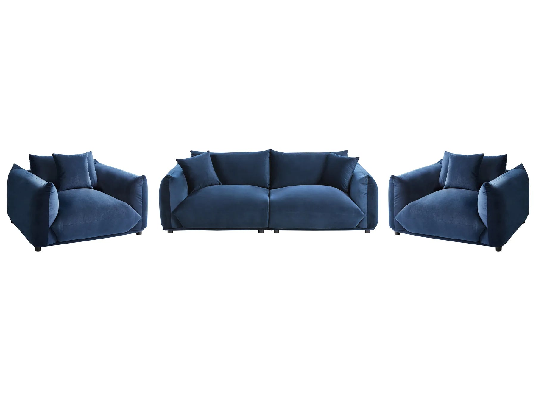 Living Room Set 5 Seater LUVOS Velvet Dark Blue