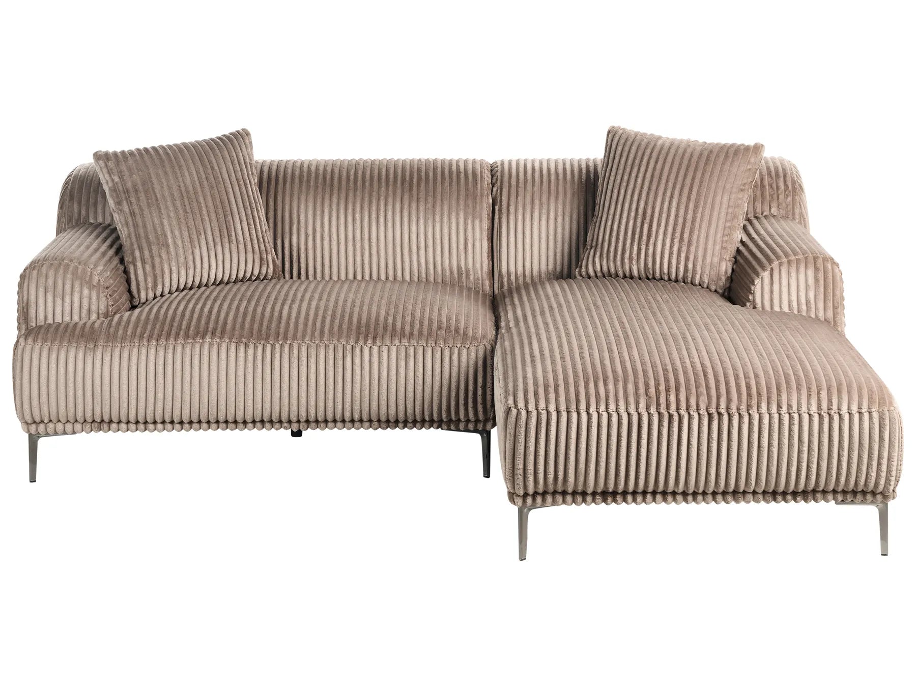 Corner Sofa STENUM Corduroy Light Brown Left Hand