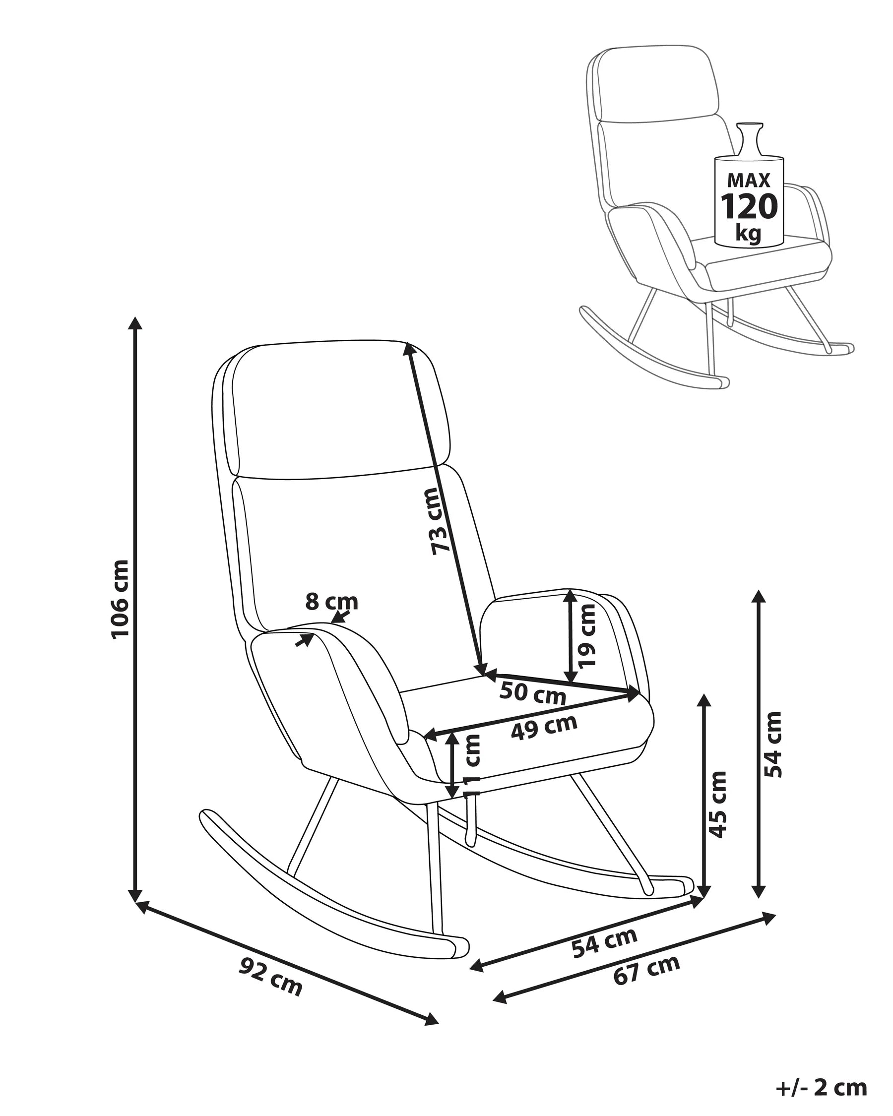 Rocking Chair KVELIA Fabric Off-White