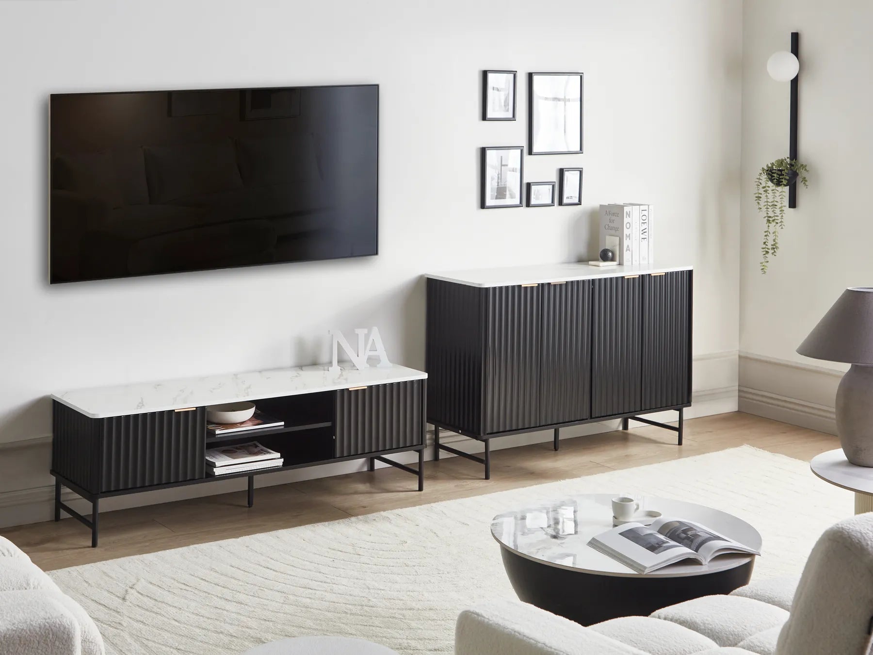 Cabinet GLASTONBURY Marble/ Black