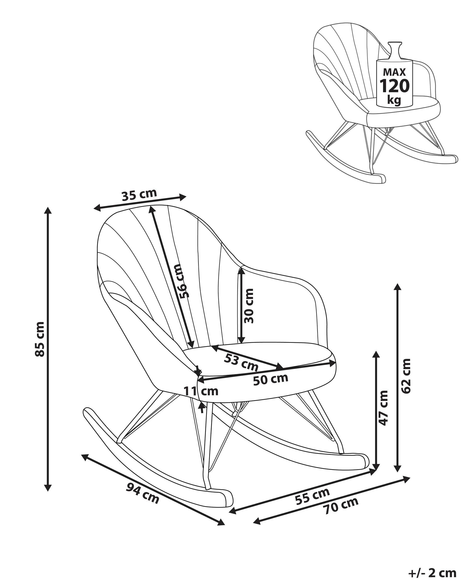 Rocking Chair SKALE Fabric Taupe