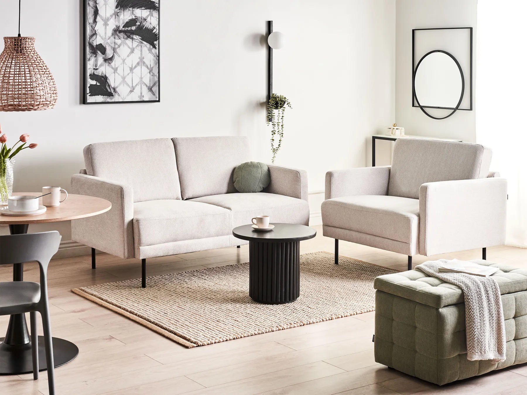 Sofa 2 Seater BREDA Fabric Light Beige