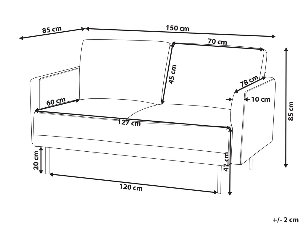Sofa 2 Seater BREDA Fabric Light Beige