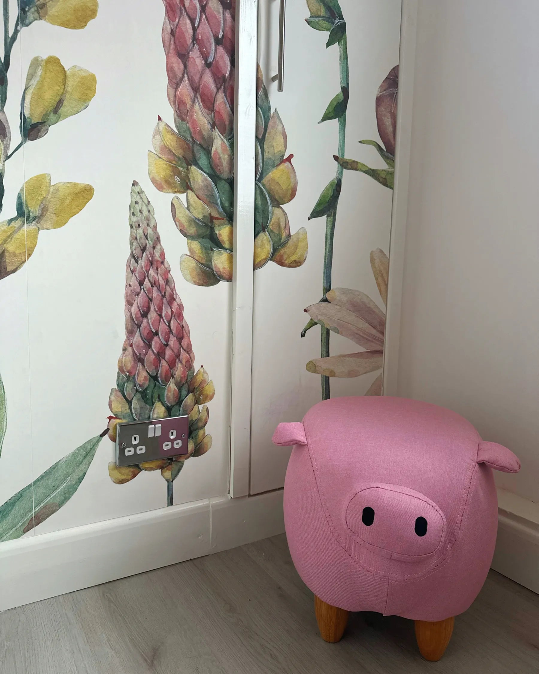 Animal Stool PIGGY Fabric Pink