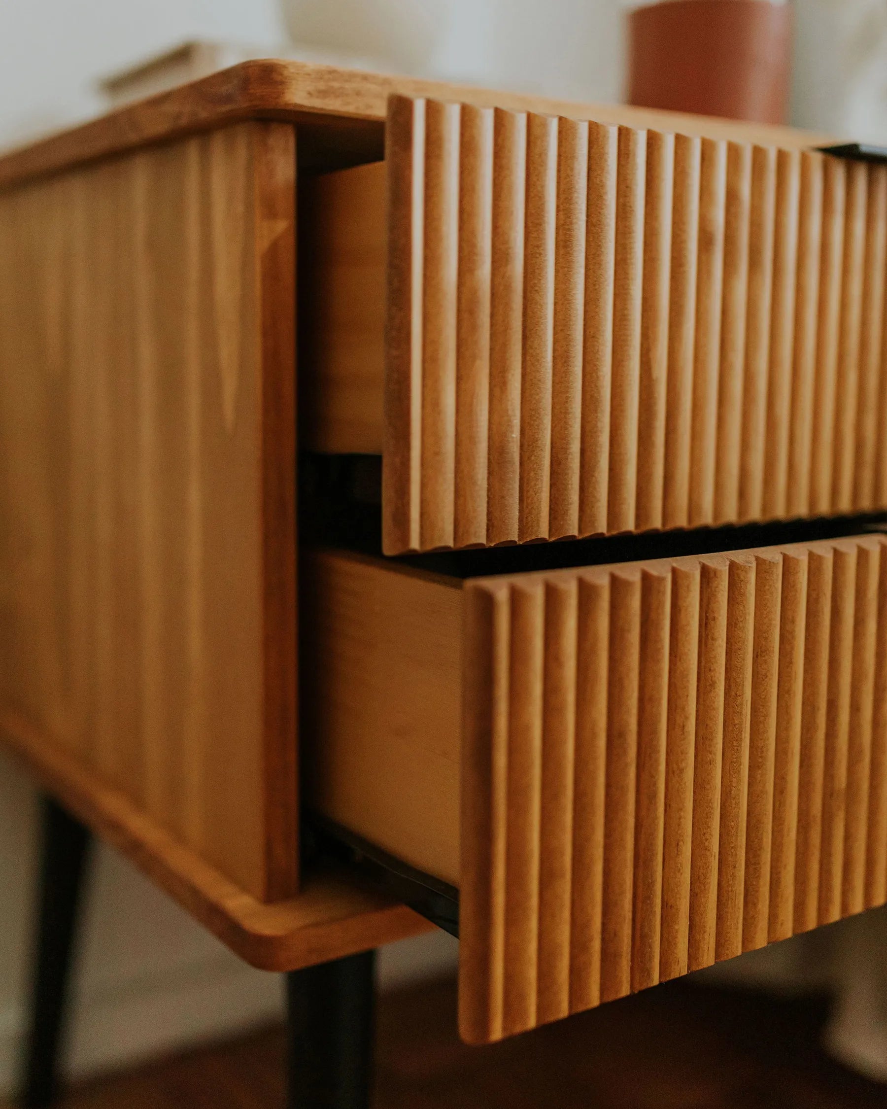2 Drawer Bedside Table TIMMINS Pine Wood Brown