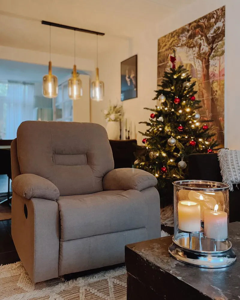 Recliner Chair BERGEN With Footrest Fabric Taupe