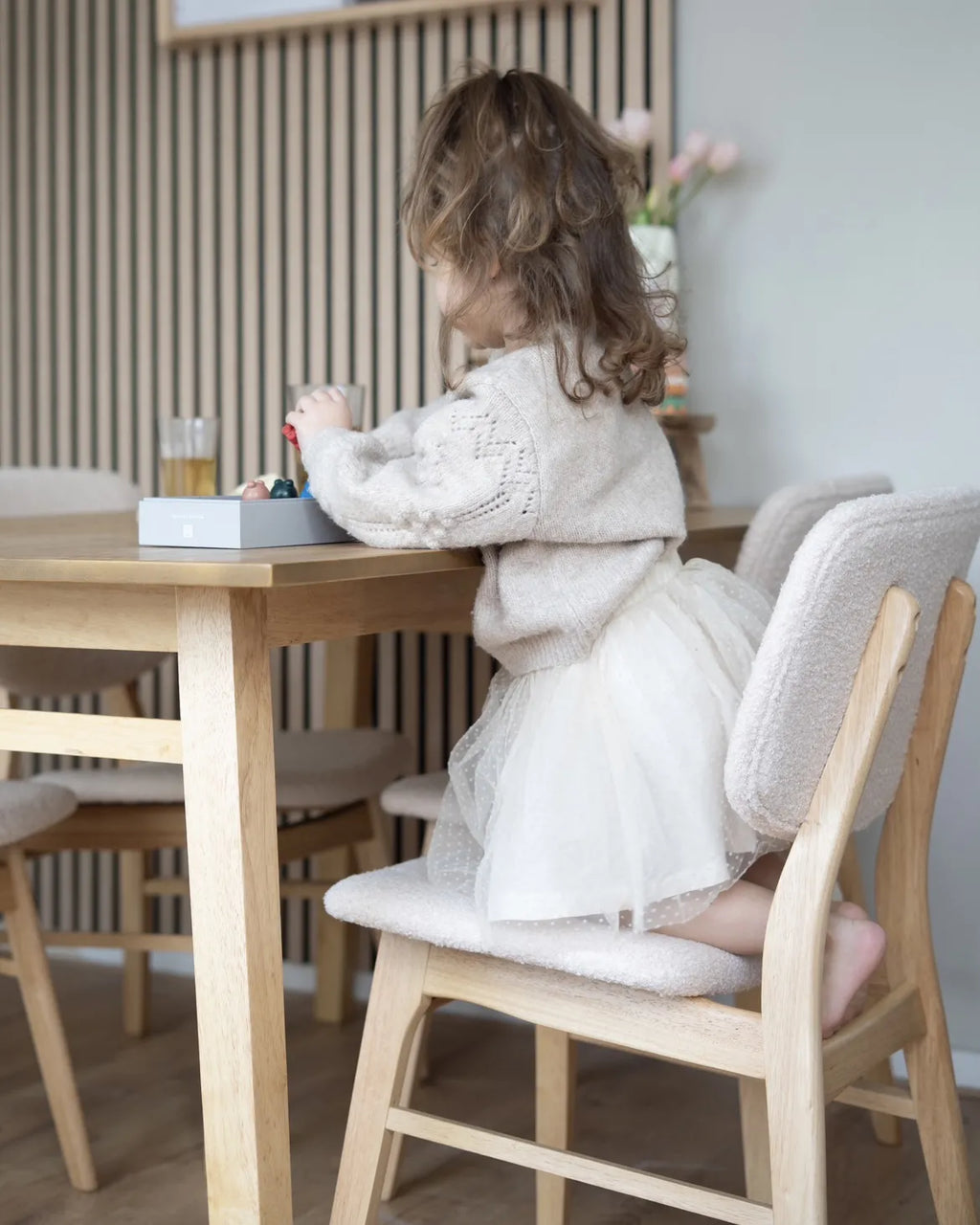 Set of 2 Dining Chairs Wood Light Brown/ Beige