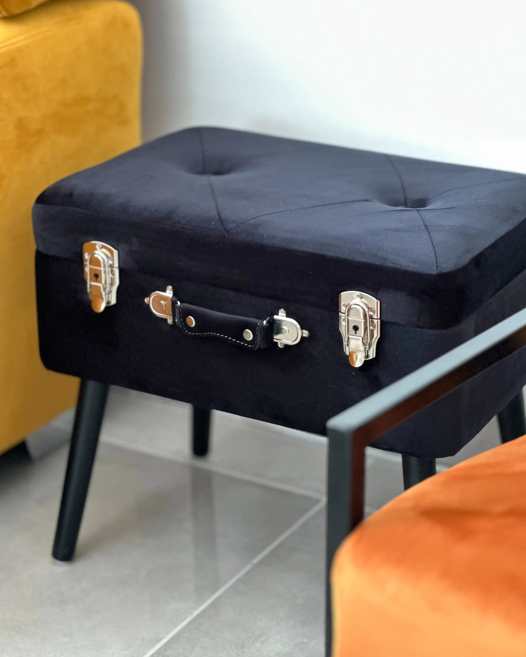 Storage Stool MALLARD Velvet Black