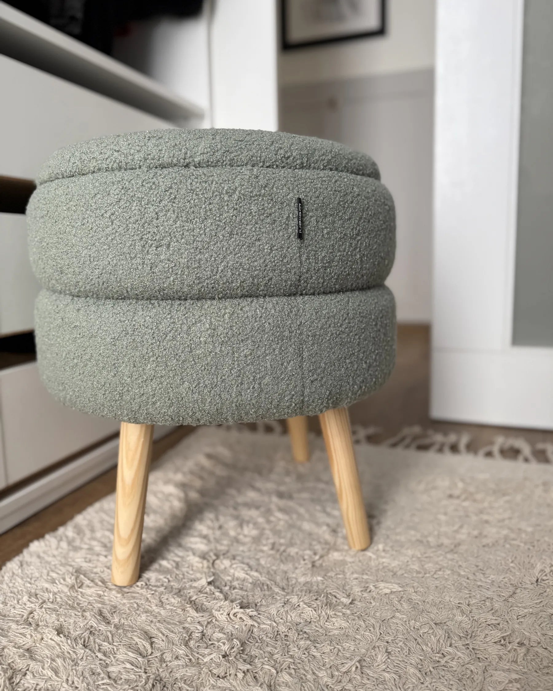 Storage Stool OKATON Boucle Green