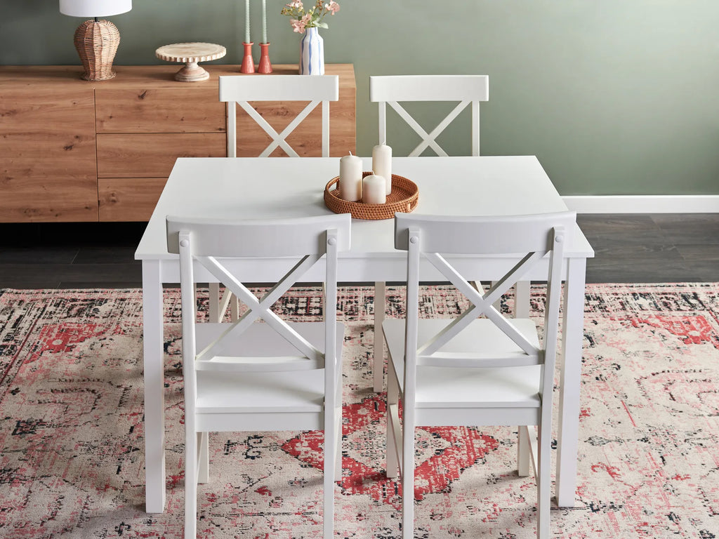 Dining Table White 120 cm 75 cm Poplar Wood