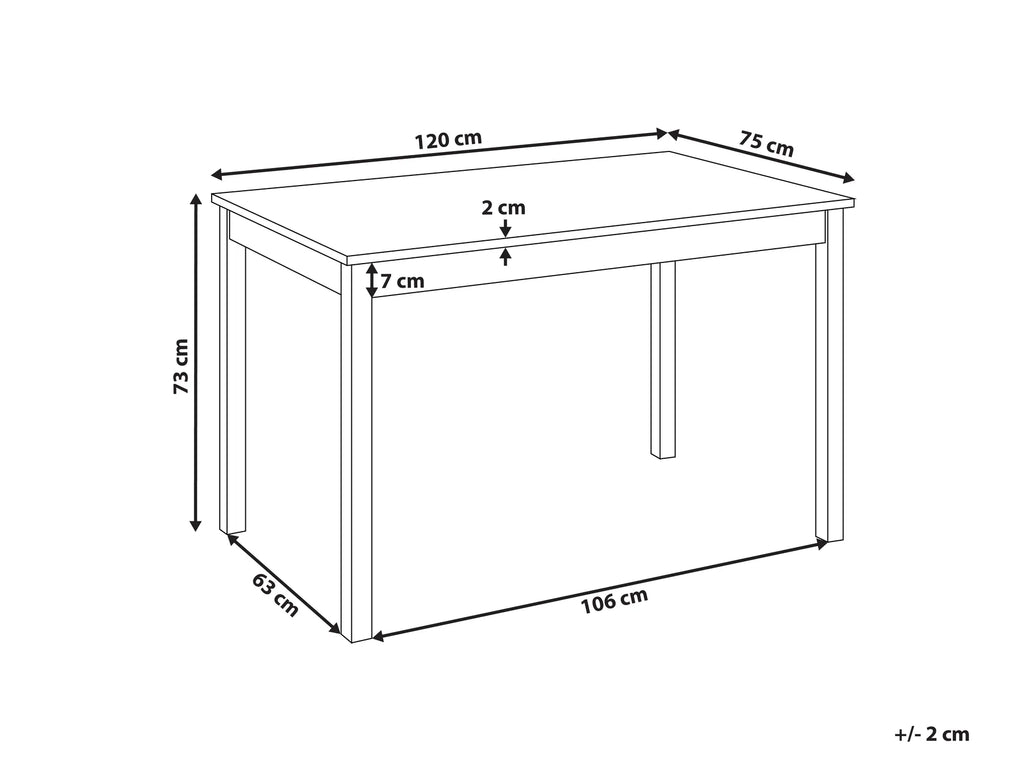 Dining Table White 120 cm 75 cm Poplar Wood