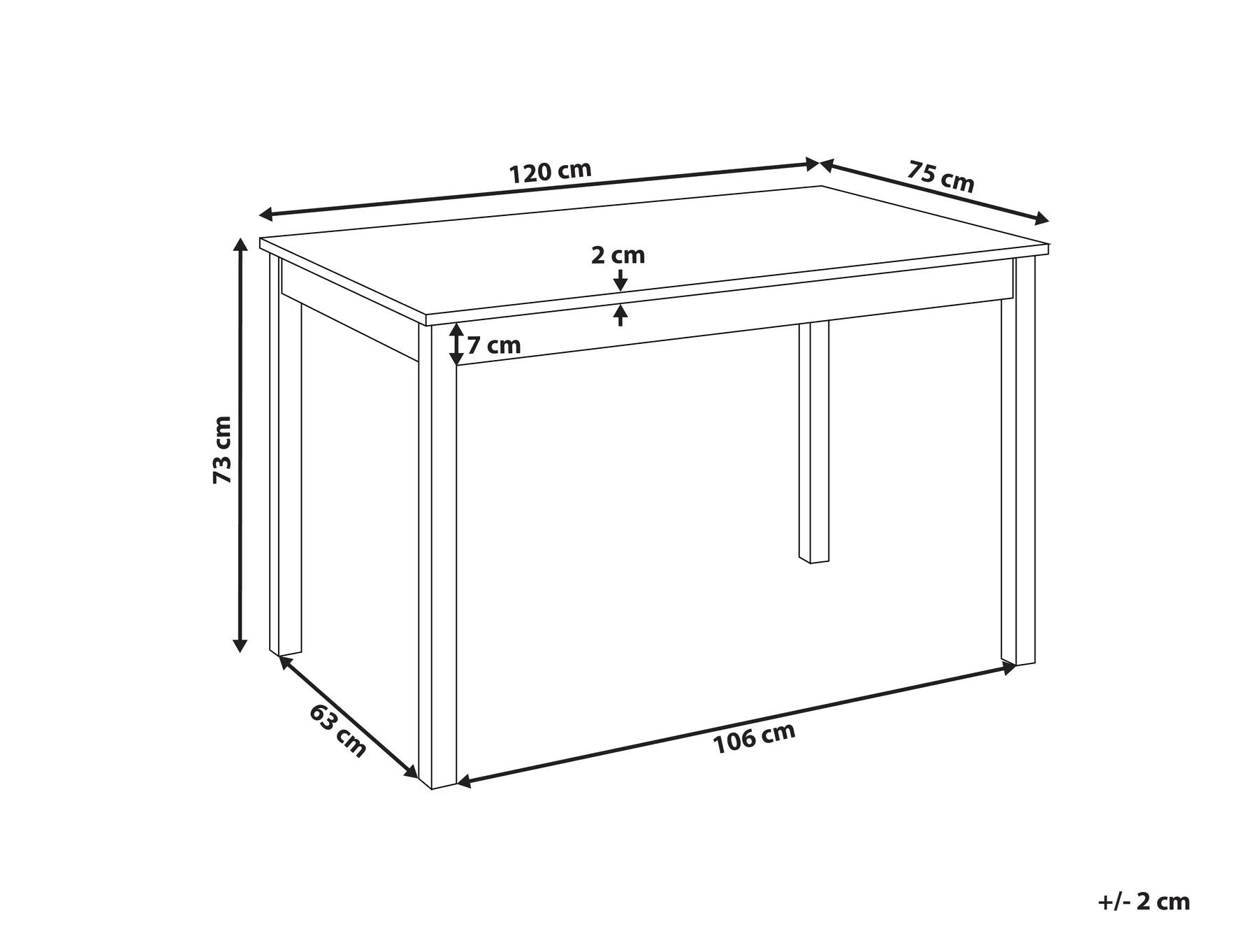 Dining Table White 120 cm 75 cm Poplar Wood