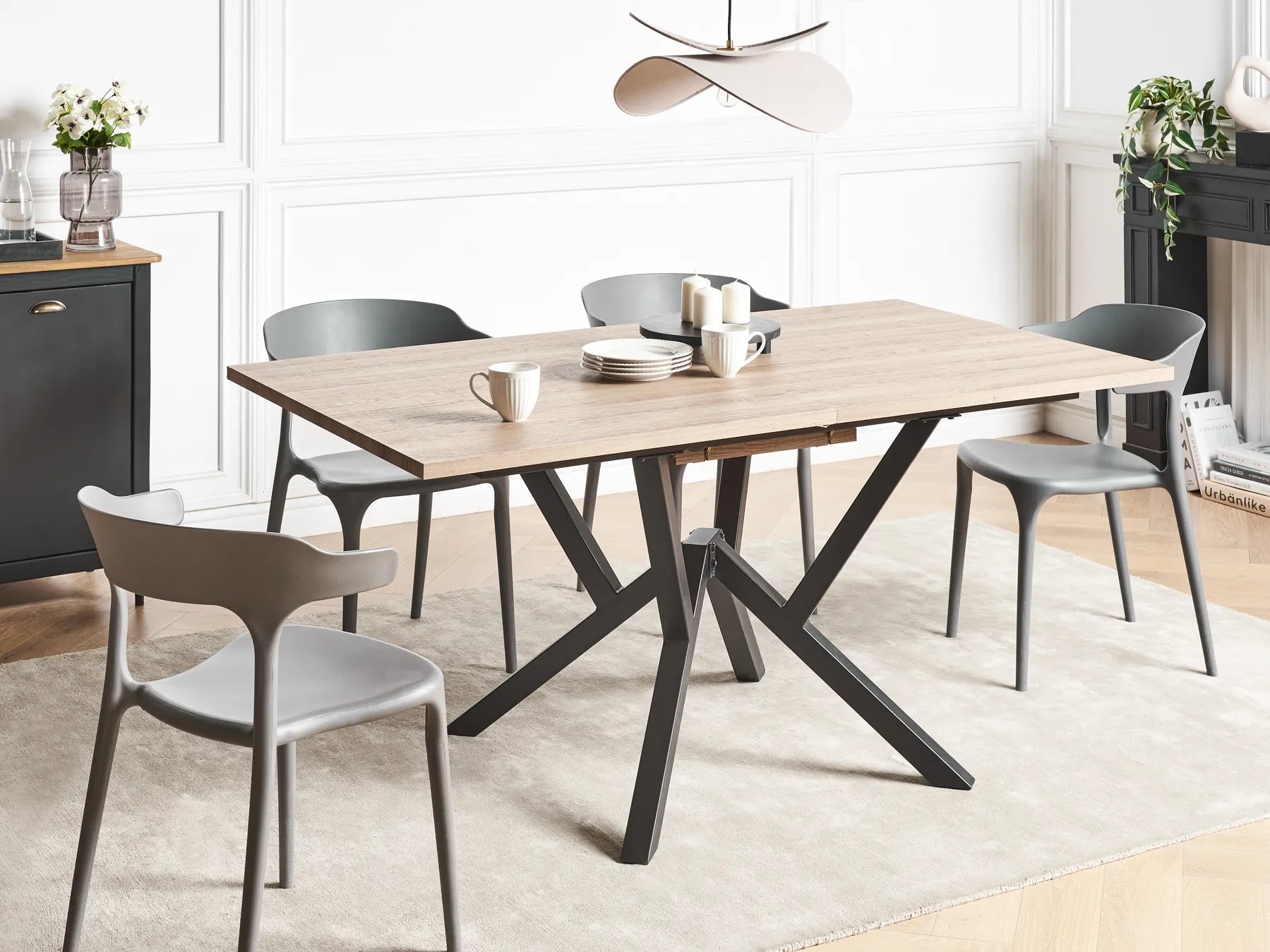 Extending Dining Table ANSELL Light Brown 160/200 cm 90 cm