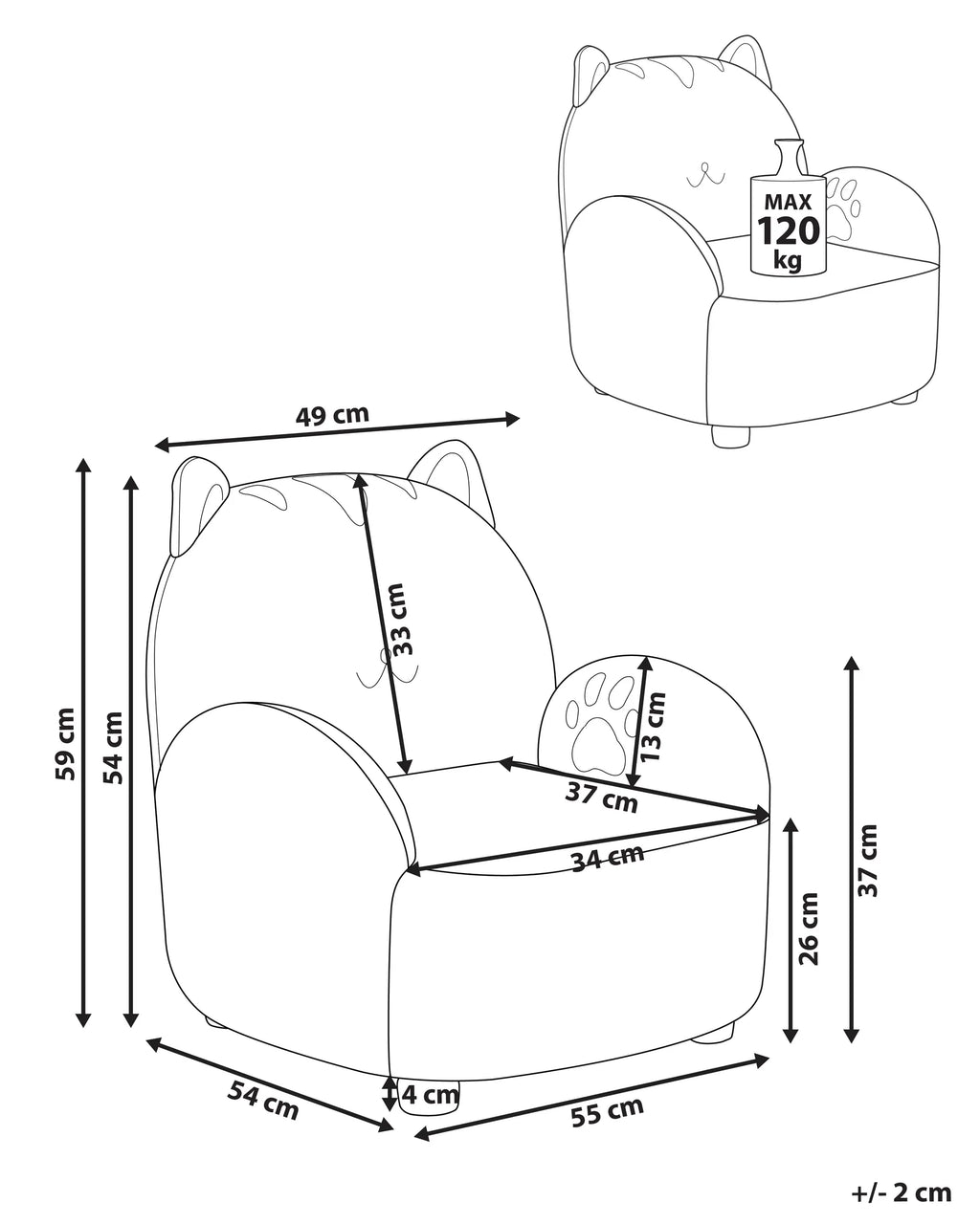 Kids Armchair Cat ZOAR Boucle Beige