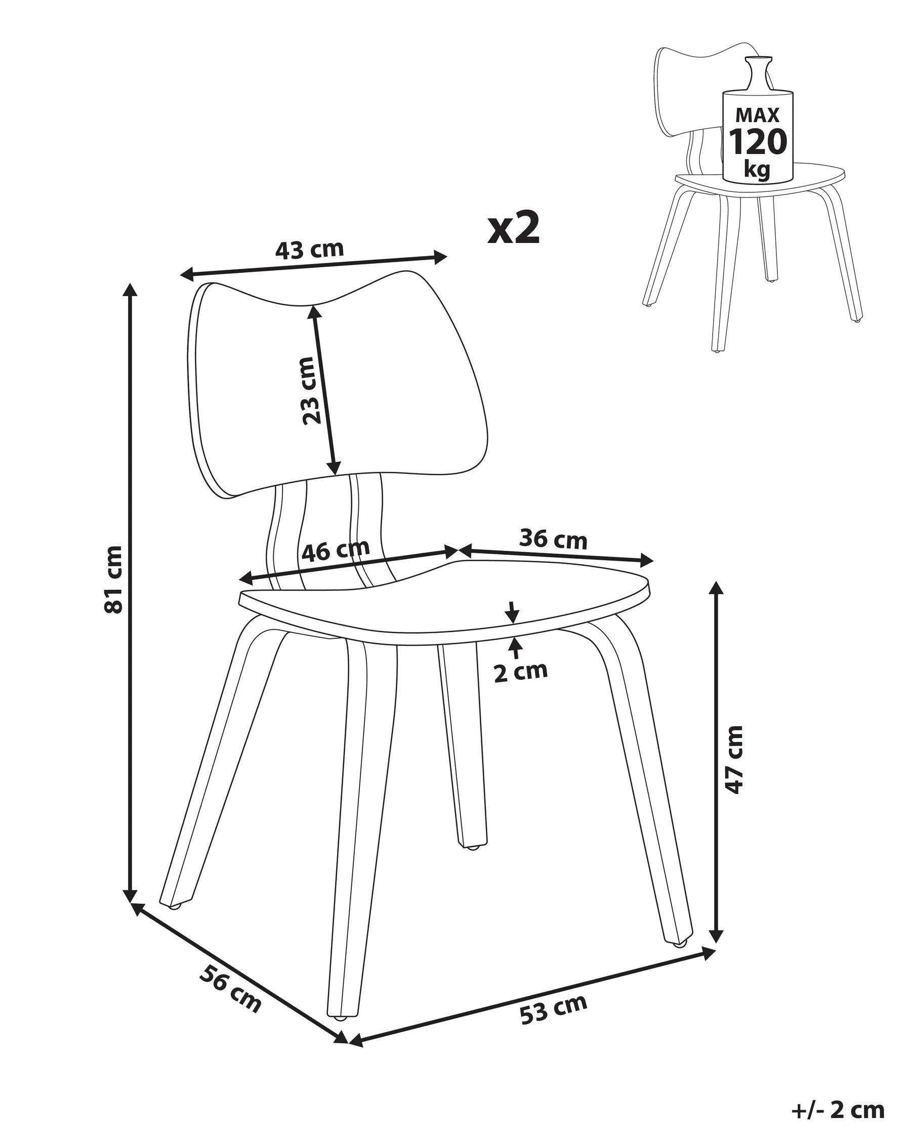 Set of 2 Dining Chairs DIANA Wood Light Brown