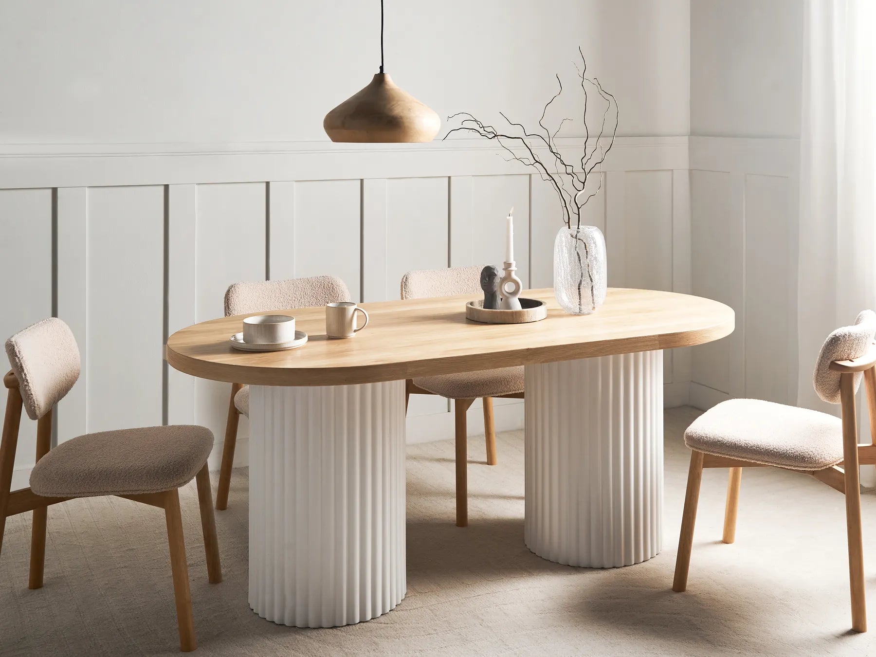 Dining Table Light Brown/ White 180 cm 90 cm