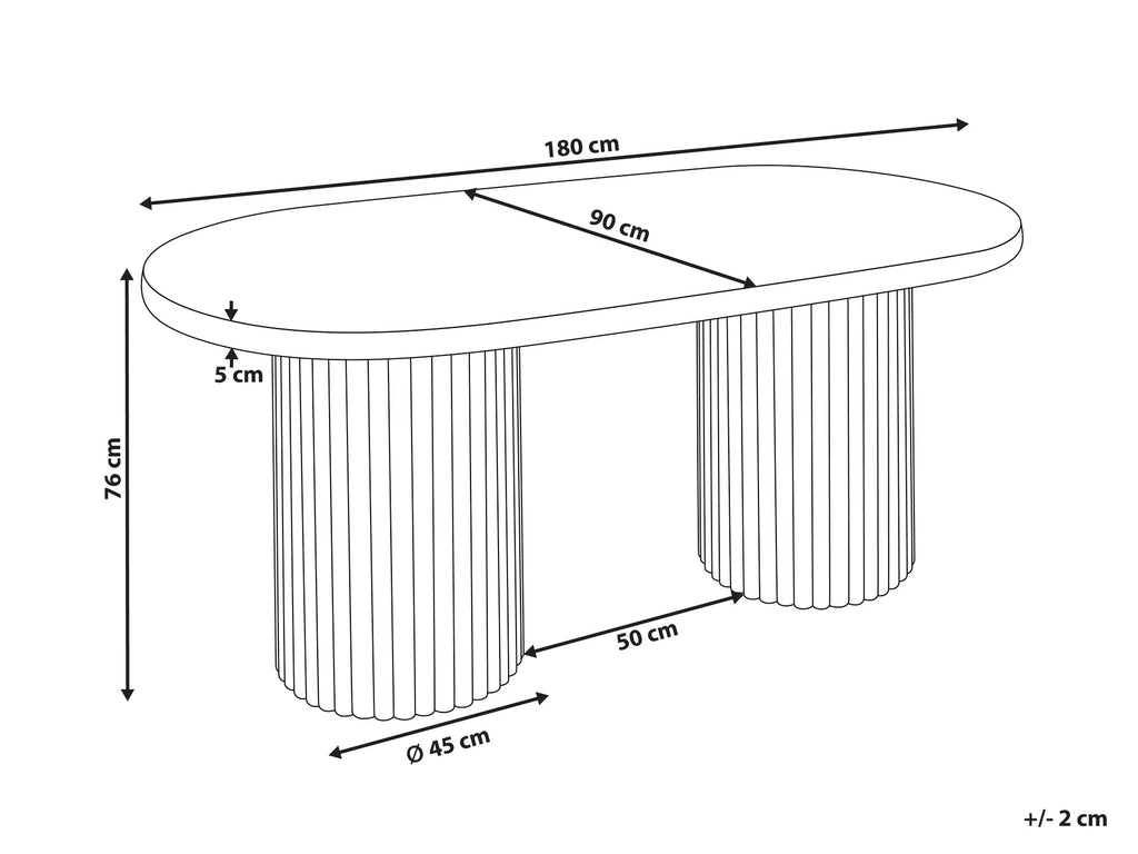 Dining Table Light Brown/ White 180 cm 90 cm