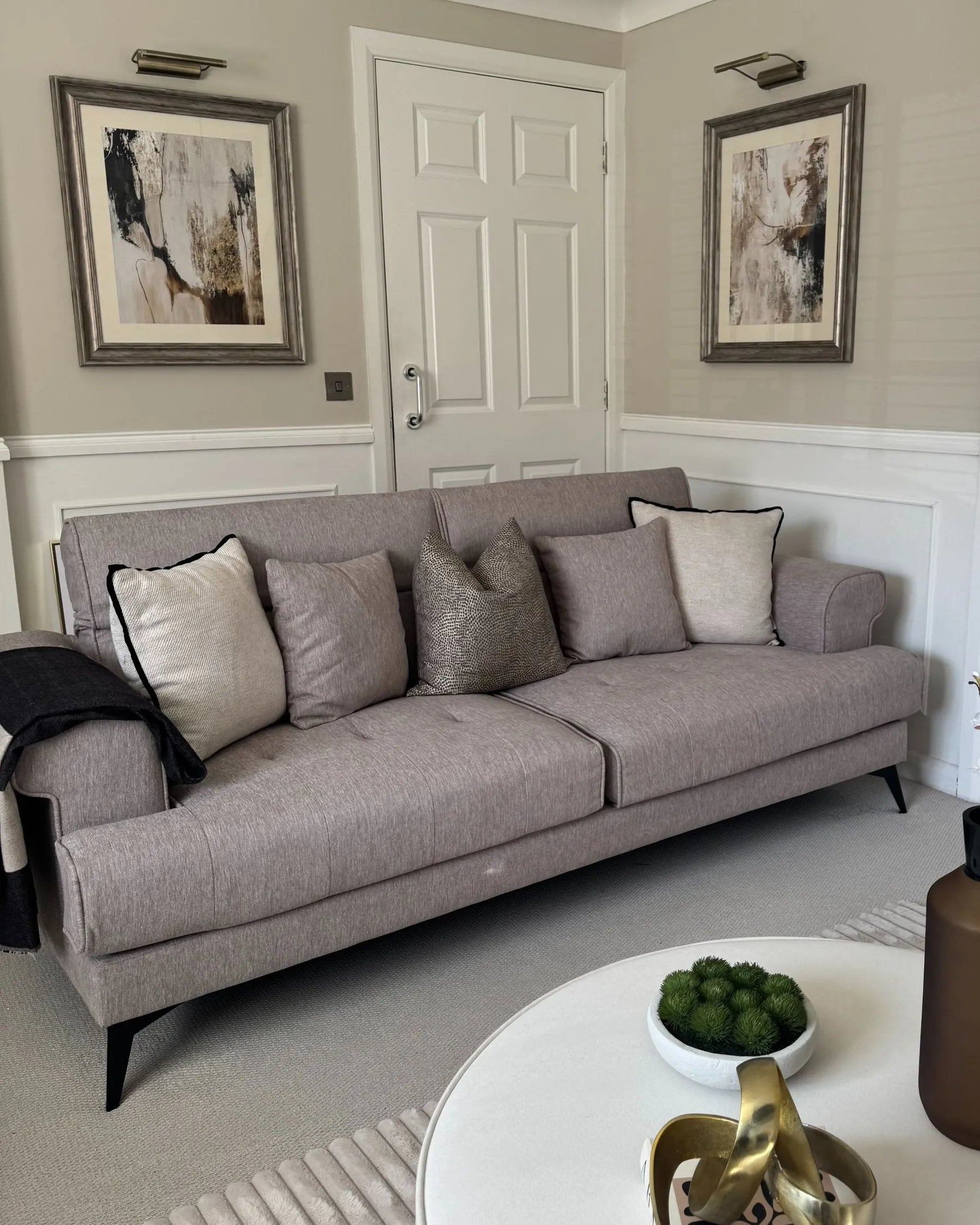 Living Room Set 5 Seater SKIVE Fabric Taupe