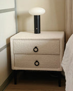 2 Drawer Bedside Table SEZANNE Boucle Off-White