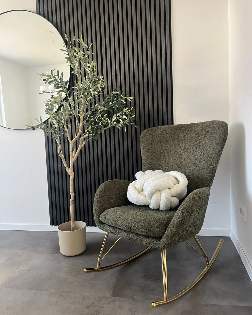 Rocking Chair ANASET Boucle Dark Green