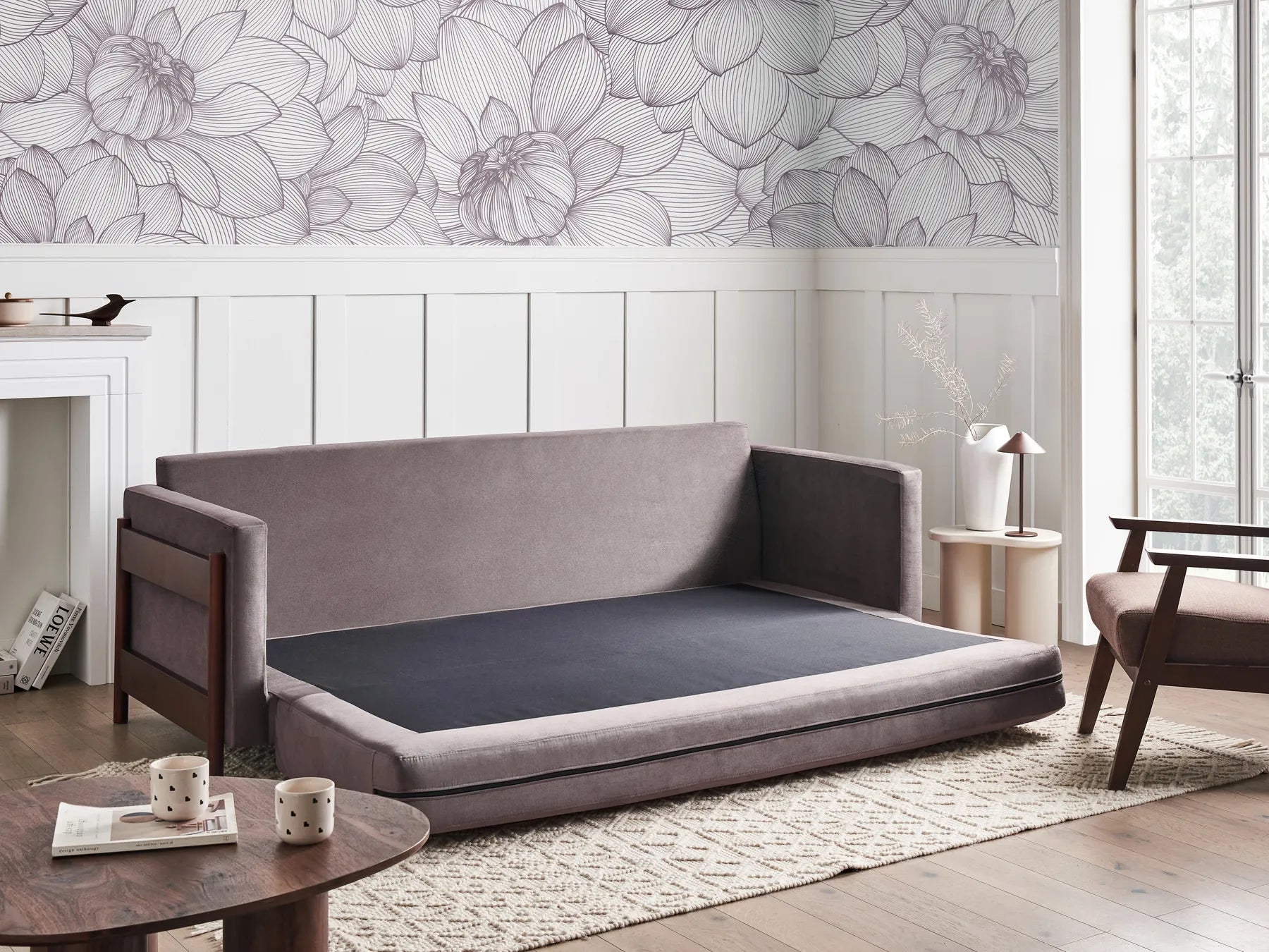 Sofa Bed 3 Seater ORSA Fabric Taupe