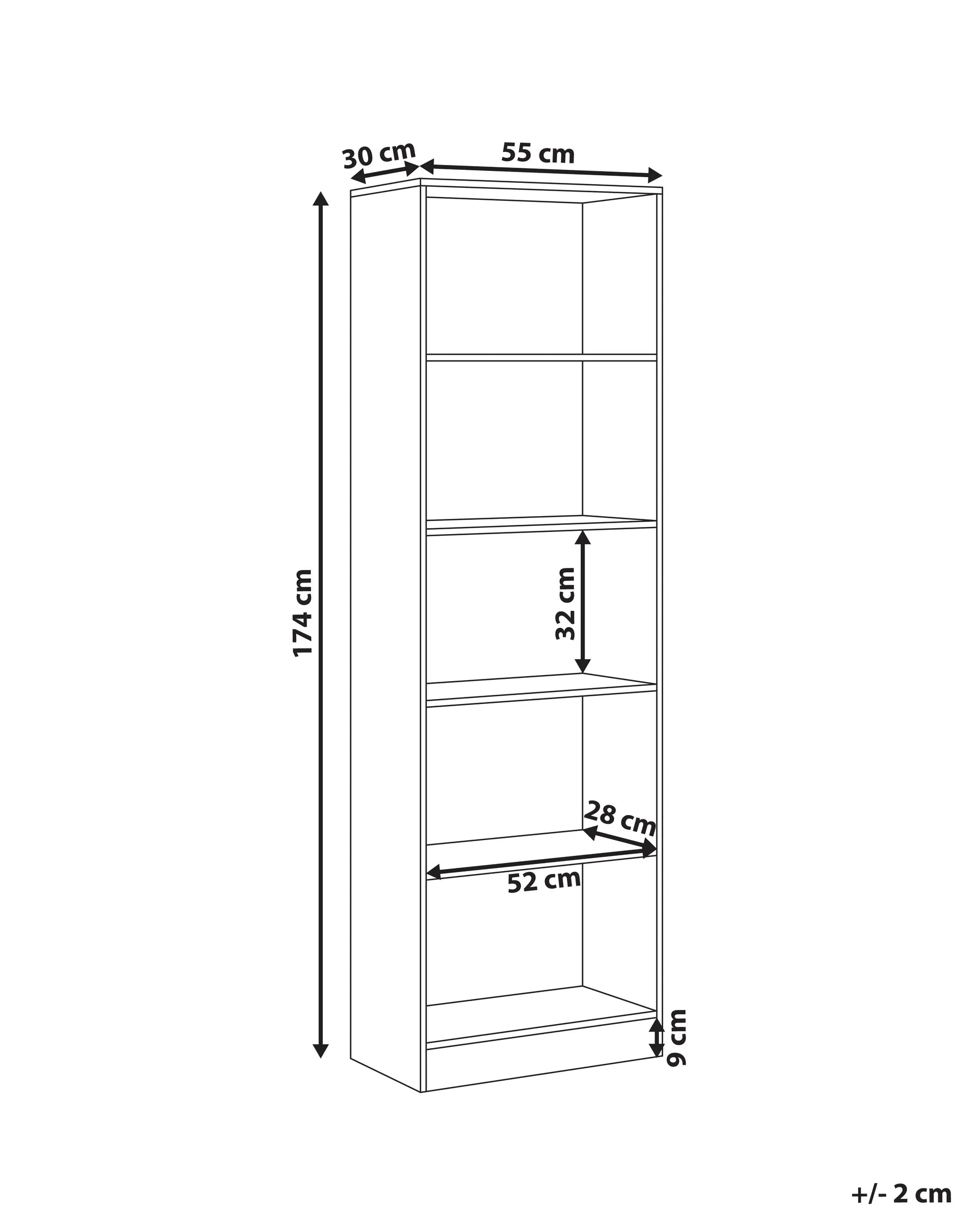 5 Tier Bookcase WINNIPEG 174 cm White