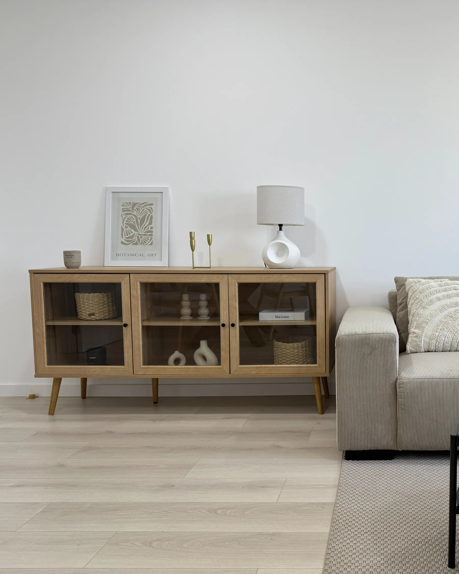 Glass Display Sideboard ALBANY 150 cm Light Brown
