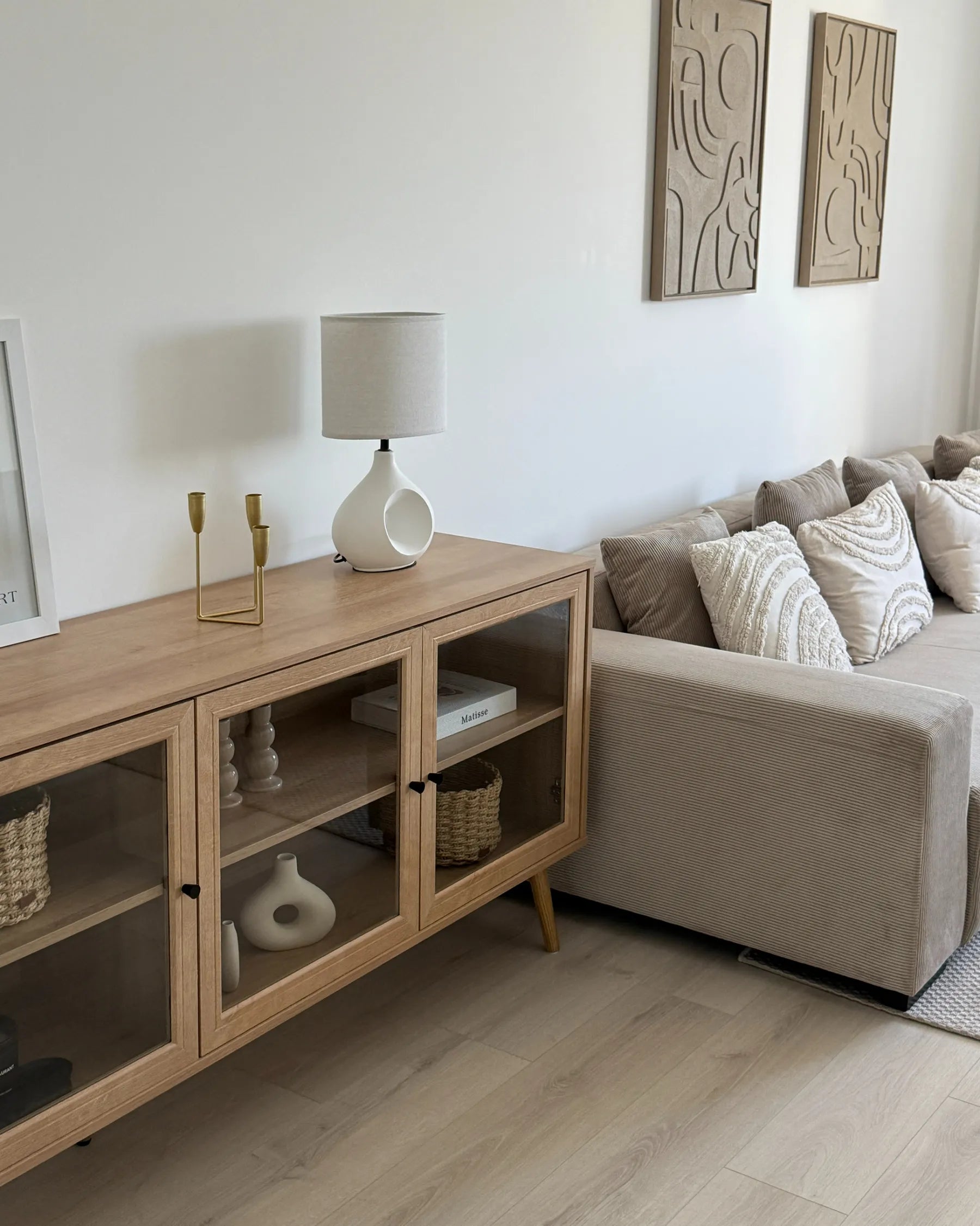 Glass Display Sideboard ALBANY 150 cm Light Brown